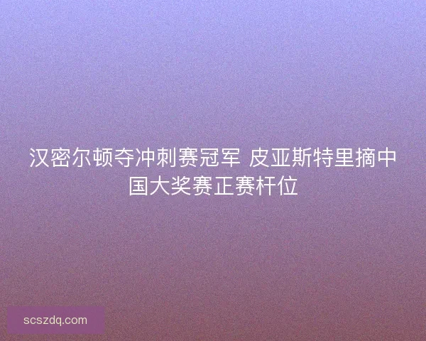 汉密尔顿夺冲刺赛冠军 皮亚斯特里摘中国大奖赛正赛杆位 汉密尔顿夺冲刺赛冠军 皮亚斯特里摘中国大奖赛正赛杆位