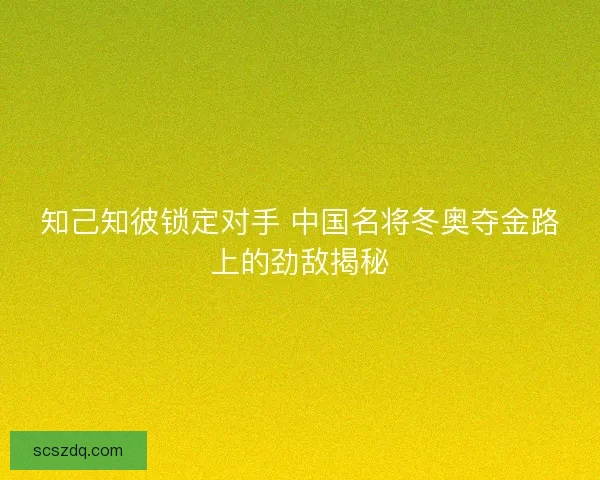 知己知彼锁定对手 中国名将冬奥夺金路上的劲敌揭秘