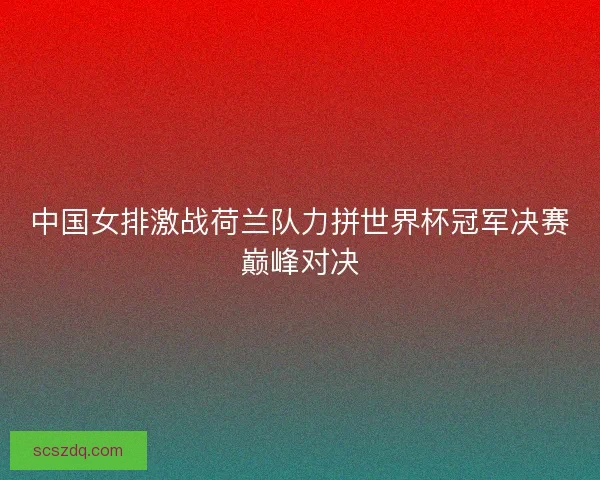 中国女排激战荷兰队力拼世界杯冠军决赛巅峰对决