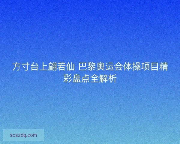 方寸台上翩若仙 巴黎奥运会体操项目精彩盘点全解析 方寸台上翩若仙 巴黎奥运会体操项目精彩盘点全解析