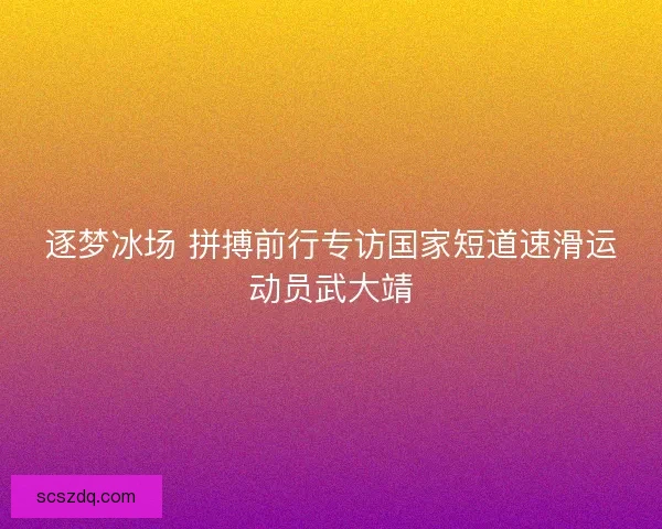 逐梦冰场 拼搏前行专访国家短道速滑运动员武大靖